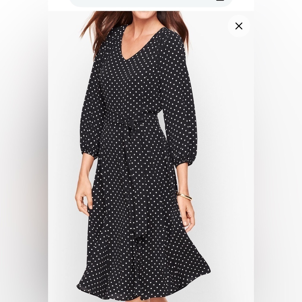 TALBOTS DITSY DOT FIT & FLARE DRESS SIZE 2 - Picture 8 of 8
